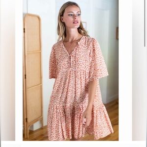 Emerson Fry Isla Dress in Sunbaked Leopard Sz XS/S 100% Organic Cotton